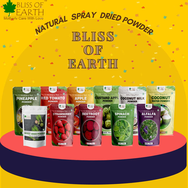 Bliss of Earth 200gm Spinach Powder +200gm Naturally Organic Garlic Powder Natural Spray Dried for cooking