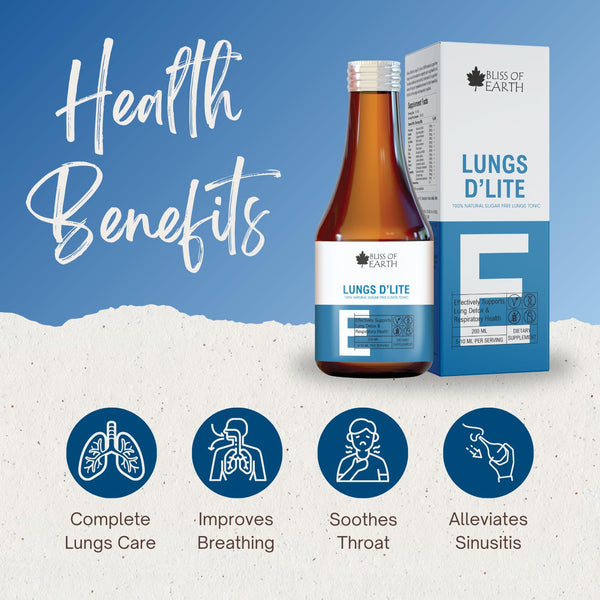 Bliss of Earth Lungs Detox For Smokers, Natural Sugar Free Lungs Supplement For Tar & Pollution Detox, Healthy Lungs Cleanse & Detox Syrup, 200ml