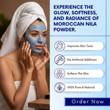 Bliss of Earth Moroccan Blue Nila Powder 50gm for Face Skin Whitening, Anti-Tan & Pore Refining Deep Cleansing, Pore Tightening & Radiant Skin Glow