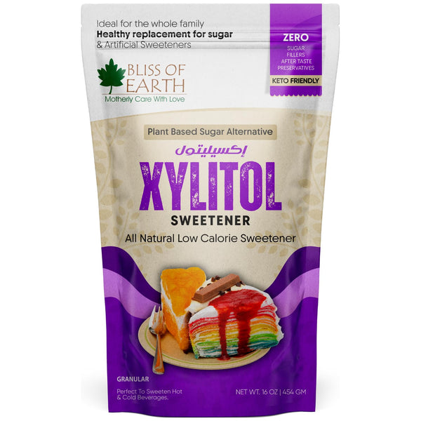 Bliss of Earth Xylitol Sweetener 1 lb (454g), 100% Natural 1:1 Sugar Substitute, Zero Added Sugar, Diabetic & Keto Friendly, Low GI Sweetener for Baking, Tea & Coffee