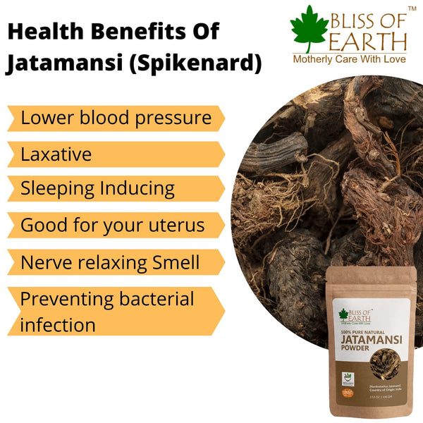 Bliss of Earth® Natural Jatamansi Powder + Orange Peel Powder | 100GM | Best For Naturally Glowing Skin |Hair Conditioning & Skin Care (Pack Of 2)