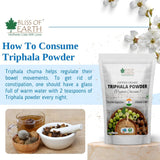 Bliss of Earth Organic Triphala Powder Churan & Pure Natural AMLA Powder Ayurvedic Herbal Blend Help Digestion Support Immunity & Great For Hair Conditioning 100gm(Pack of 2)