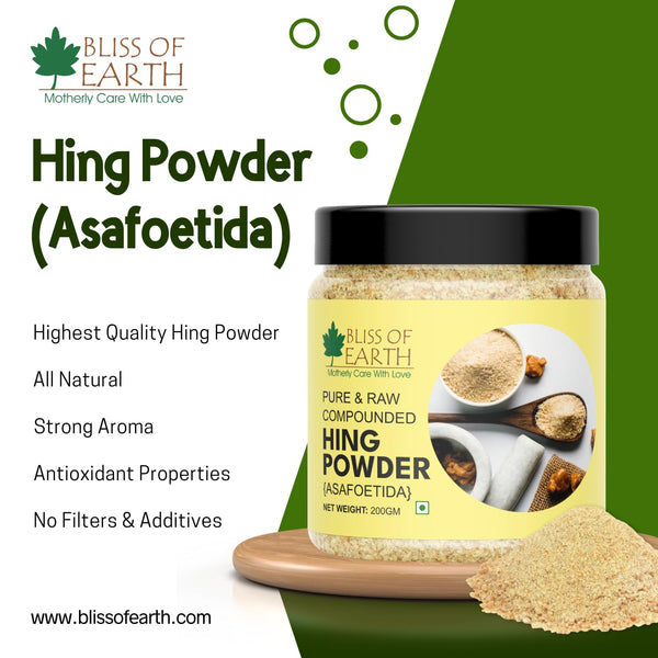 Bliss of Earth 100% Pure Hing (Asafoetida) Powder- Aromatic Spice for Flavorful Cooking 200gm
