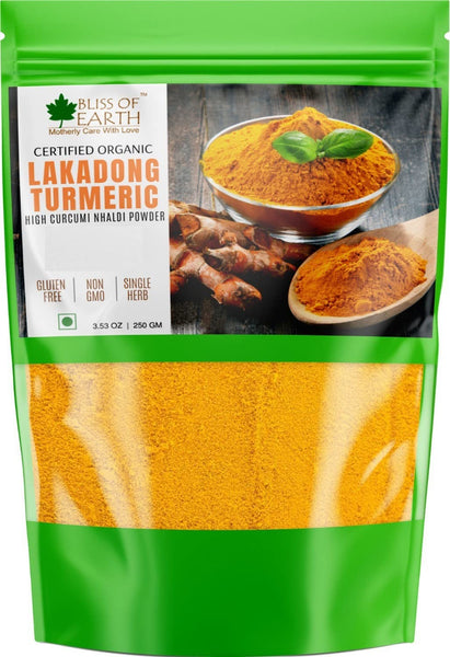 Bliss of Earth 200gm Spinach Powder +Curcumin Certified Organic 250gm Lakadong Turmeric Powder