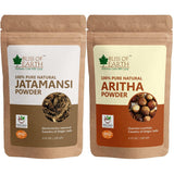 Bliss of Earth® 100% Pure & Natural Jatamansi Powder+100% Pure Reetha Powder | 100GM | Aritha Powder |Natural & Chemically Free Hair Cleanser (Pack of 2)