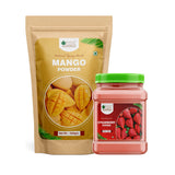 Bliss of Earth 500gm Mango Powder + 500gm Strawberry Powder Natural Spray Dried Taste and Healthy Combo