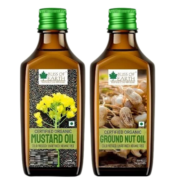 Organic Mustard Oil + Organic Groundnut Oil (Pack of 2x500ml)