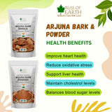 Bliss of Earth Arjuna Bark Powder, 200g, Pure Herbal Supplement for Heart Health and Blood Pressure, Organic, Natural Cardiovascular Support