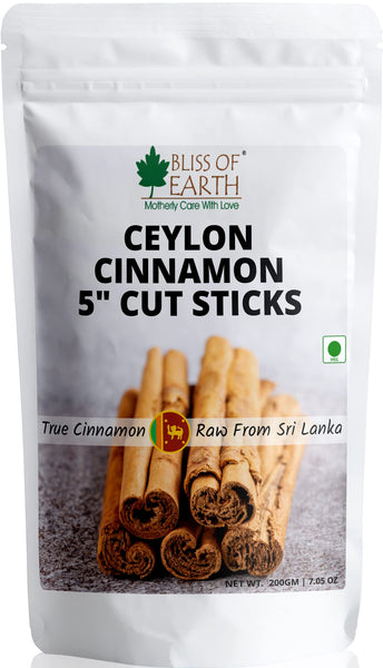 Kiln Fired Black Salt Powder 1kg + Ceylon Cinnamon (Dalchini) 5" Cut Sticks 200gm (Pack of 2)