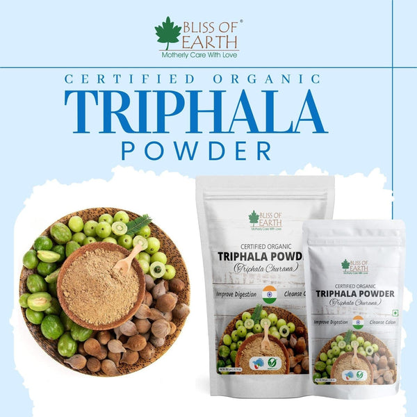 Bliss of Earth Organic Triphala Powder Churna & Organic Gond Katira Tragacanth Gum 100 gm Pack of 2