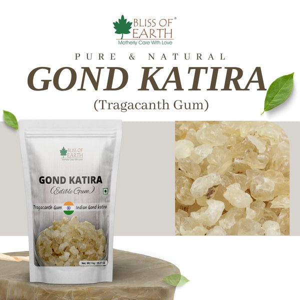 Bliss of Earth Gond Katira 1Kg Pure Organic Edible Gum Tragacanth Gum Gond for Laddu Making & Sweets