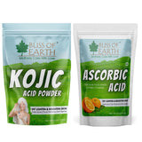 Bliss of Earth Ascorbic Acid Powder & Korean Kojic Acid powder boost immunity,Skin,face, Cosmetic & DIY Products 113GM(Pack of 2)