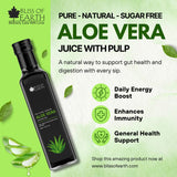 Bliss of Earth Aloe Vera Juice For Drinking With Pulp, Fresh Harvest Aloe Plants, Great For Hair & Skin, Improves Digestion, Zero Water, Zero Sugar, 500ml PET Bottle