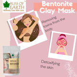 Bliss of Earth 100% Pure Bentonite Clay Powder Indian Healing Clay Natural Detoxifying Healing Facial Mask To Exfoliate and Deep Pore Cleansing Remove Excessive Oil Rejuvenates Skin & Hair Reduced Acnes 100GM