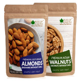 Bliss of Earth Premium Califorina Almonds (Badam) + Inidan Walnuts (Akhrot) without shell Kernel Great for Skin, Brain Health Best for Diwali Gift 200gm Each