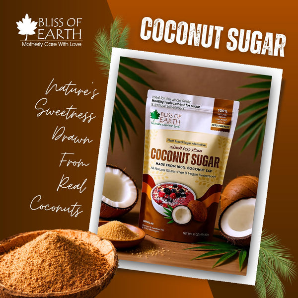 Bliss of Earth Coconut Sugar 454gm Natural Unrefined & Vegan Palm Sugarg Sweetener Gluten-Free & Keto Friendly Sugar Substitute Natural Sugar for Coffee, Tea, Baking & Smoothies