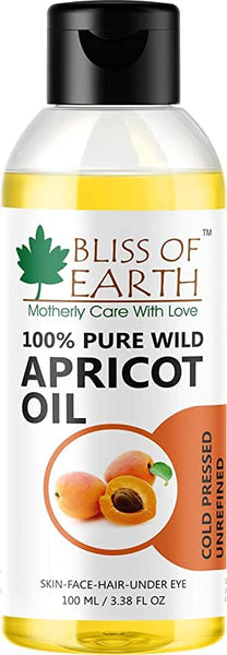 BLISS OF EARTH Wildcrafted Himalayan Apricot Oil 100ML+100% Pure Natural Flaxseed Oil with OMEGA-3 100ML Pack of 2