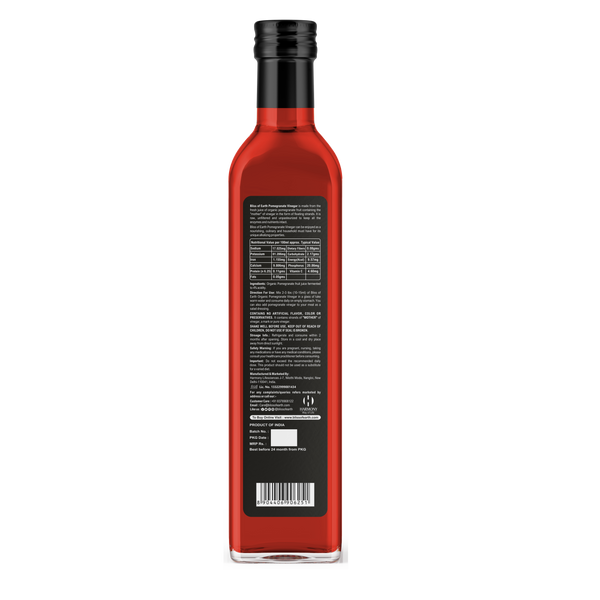Bliss of Earth Raw Pomegranate Vinegar With Mother, Unfiltered Anar Ka Sirka For Cooking, Healthy Digestion & Metabolism, 500ml