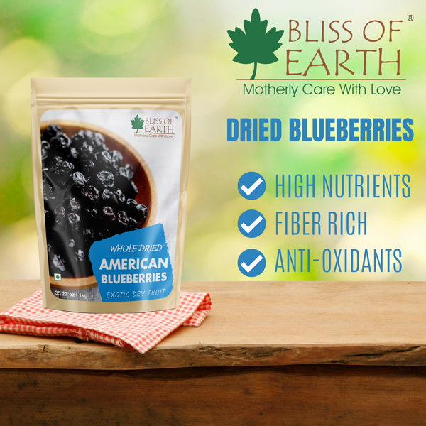 Bliss of Earth 500gm Whole Dried American Blueberries
