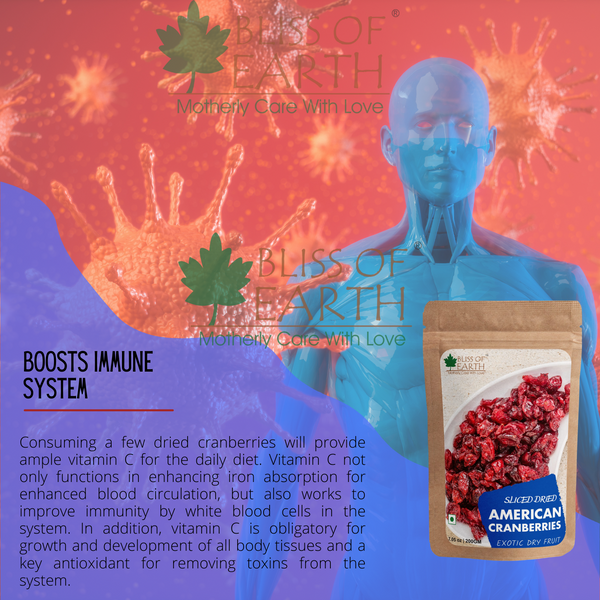 Bliss of Earth 500gm Sliced Dried American Cranberries Exotic Dry Fruit Vitamins E, K & C Rich