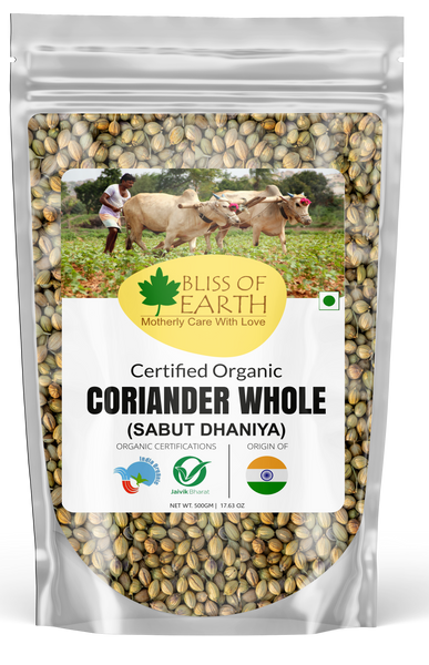 bliss of earth  Organic Coriander Whole 500gm