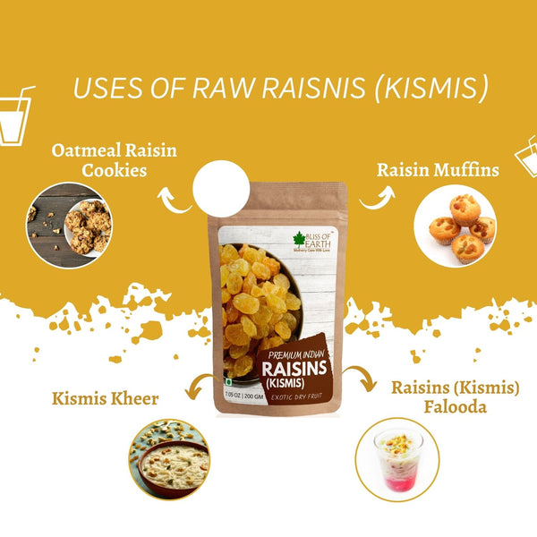 Bliss of Earth 200gm Indian Raisins (Kismis) Premium Seedless Dry Fruit