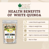 Bliss of Earth 500gm Organic White Quinoa For Weight Loss, Raw Super food For whole family healthy meal