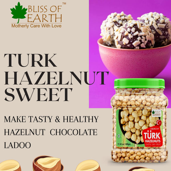 Bliss of Earth Turkish Hazelnuts Raw & Dehulled 500gm