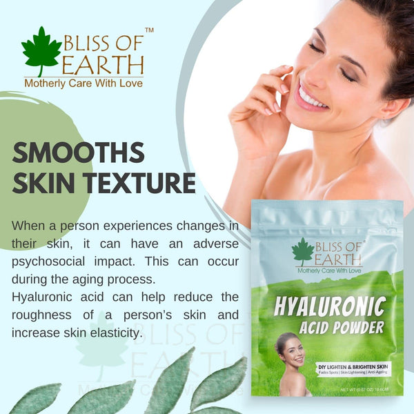 Bliss of Earth Hyaluronic Acid Powder Cosmetic Grade Best for Moisturizer, serum, Gel, Face Wash & DIY Product 19.6gm