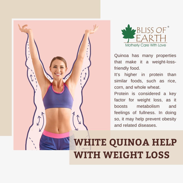 Bliss of Earth 500gm Organic White Quinoa For Weight Loss, Raw Super food For whole family healthy meal