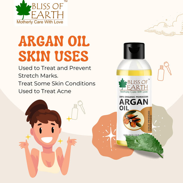 Bliss of Earth 100% Organic Moroccan Argan Oil 100ML