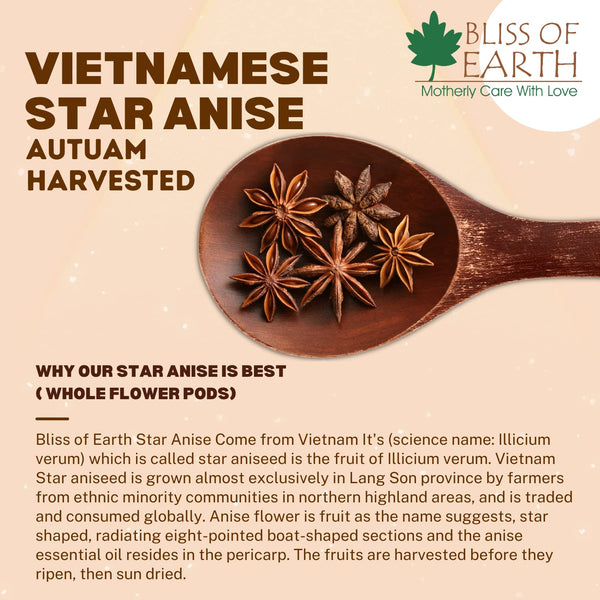 Bliss of Earth 1kg Star Anise Whole spices, Chakra Phool, Vietnamese badiyan