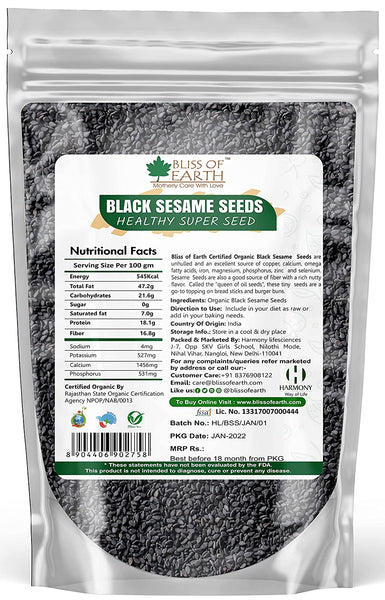 Bliss of Earth 500gm unhulled Black Sesame Seeds