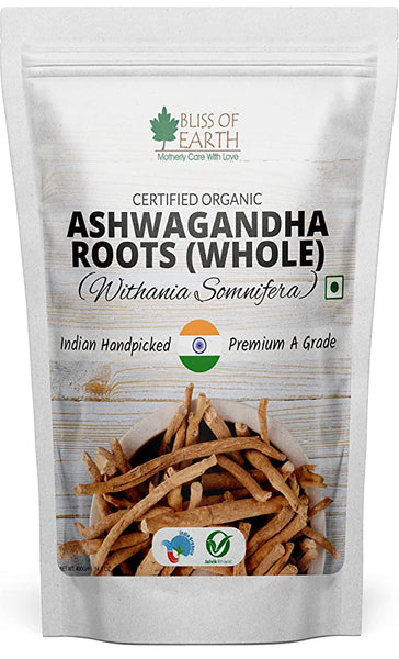 Bliss of Earth Certified Organic Ashwagandha Roots Whole 400gm