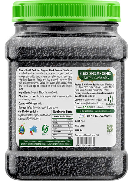 Bliss of Earth 1kg unhulled Black Sesame Seeds
