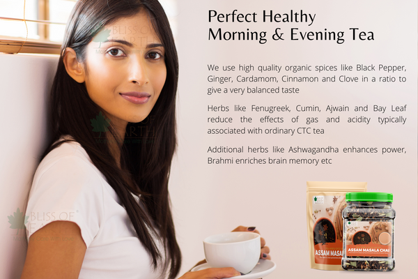 Bliss of Earth Finest Assam Masala Chai, Blended CTC leaf infused with 20 real herbs & spices, masala tea 400gm
