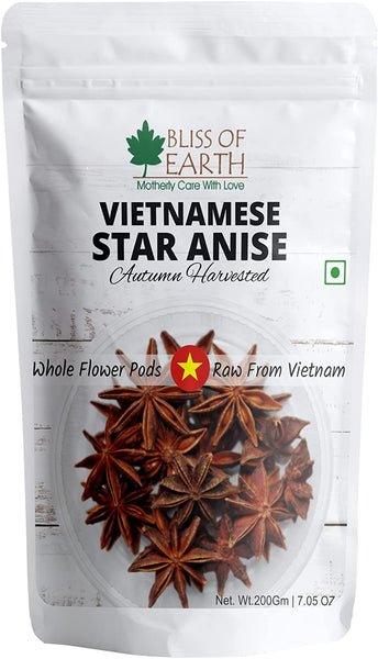 Bliss of Earth 200gm Star Anise Whole spices, Chakra Phool, Vietnamese badiyan