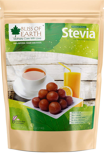 Bliss of Earth Stevia Powder Made From 99.8% REB-A, Natural & Sugarfree Keto Sweetener For Cake Bake & Shake, Zero Calorie & Zero Glycemic Index, 1kg