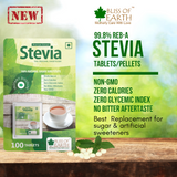 Bliss of Earth 99.8% REB-A Purity Stevia Tablets Sugarfree Pellets, Zero Calorie Keto Sweetener, Quick Dissolve 100 Tablets